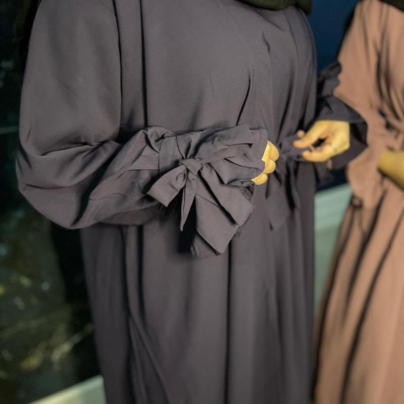 Firdous Abaya - Muslim Women's Clothing - Islamic Prayer Attire lover pink open plain regular sleeve minimalist daily 2