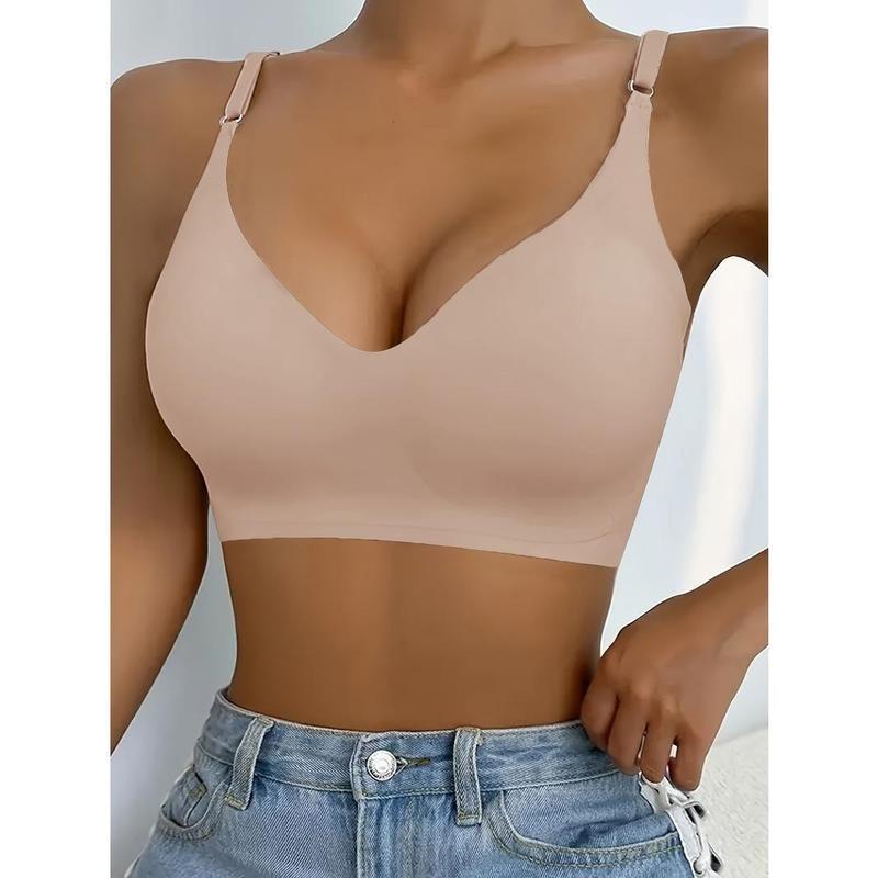 3 simple seamless bras with chest pads, comfortable and breathable push-up bras, women's undergarments and lingerie Womenswear Underwear Lady Bridal Basic Minimalist 2