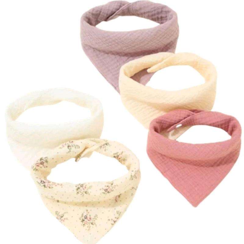 Set of 5 Muslin Bandana Style Dribble Bibs for Teething Babies 8