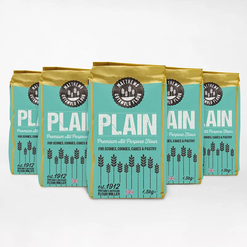 Matthews Cotswold Premium Plain Flour | Plain White All Purpose Flour for Everyday Baking | Fine Unbleached Flour | Specialty | Artisanal | Milled In Britain from Soft Wheat | For Baking Scones, Cookies, Cakes, Biscuits, and Pastry | 1.5kg Bag (Pack of 5) 0