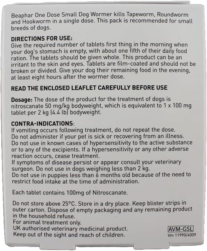 Beaphar One Dose Wormer Small Dogs dog supplements 1