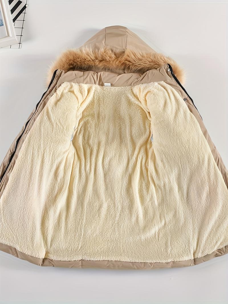Product Introduction of Winter Snow Suit For Girls, Fur Collar & Tunic Details Warm Cotton-padded Hooded Coat, Kids Outerwear 6