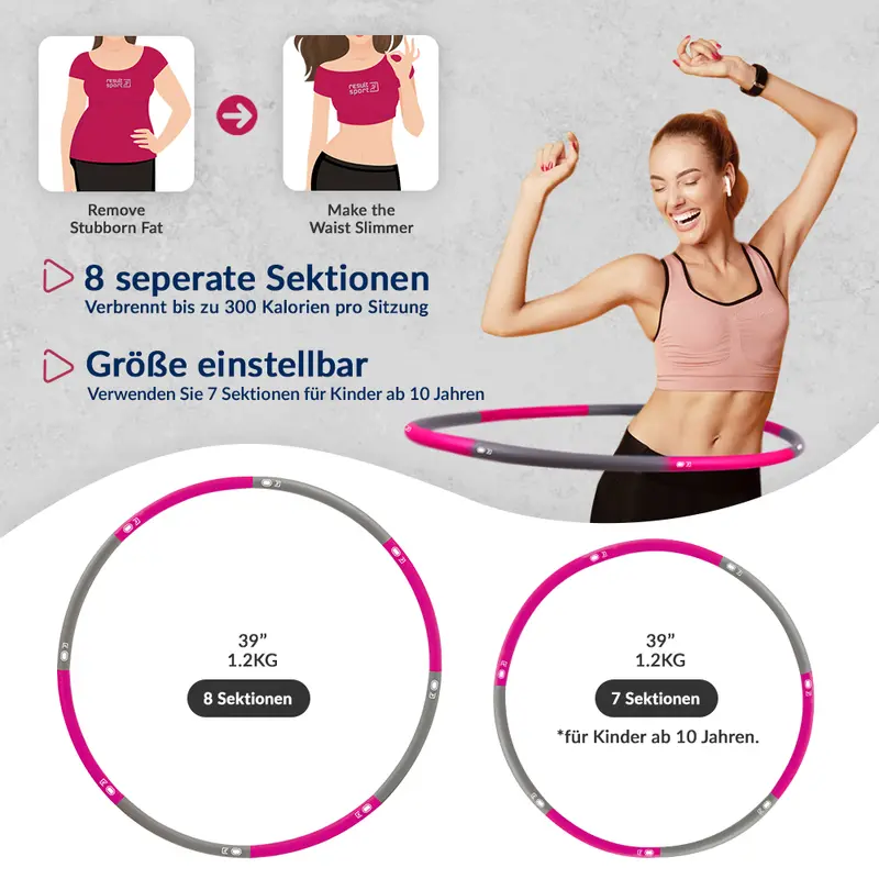 ResultSport - The Original Weighted Hula Hoop Foam Padded Fitness Exercise Hoop 100cm extra wide 3