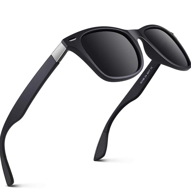 Polarised Sunglasses Mens Womens Lightweight TR90 Frame 100% UV400 Protection Black+Red or Black +Silver 1