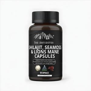 Adaptogen Blend | Shilajit 30:1, Sea Moss 30:1 & Lion’s Mane 30:1 | 60 Capsules | Vegan, Organic, Himalayan Superfood for Wellness & Vitality