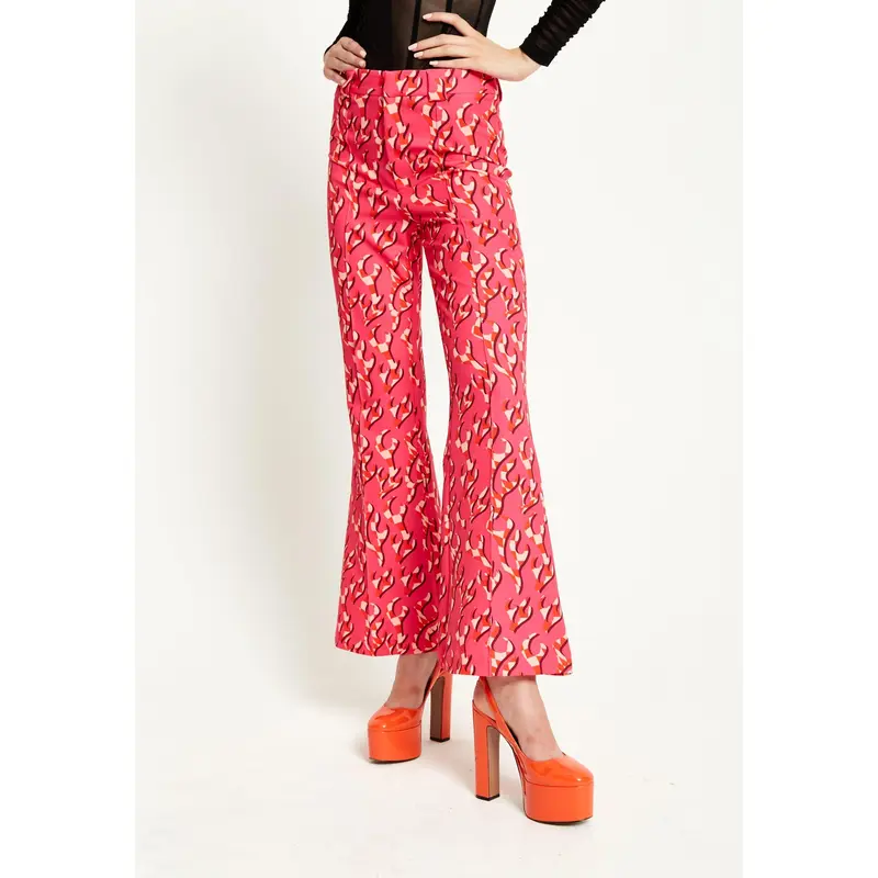 House Of Holland Pink Flame Clashing Colours Flared Trousers 1