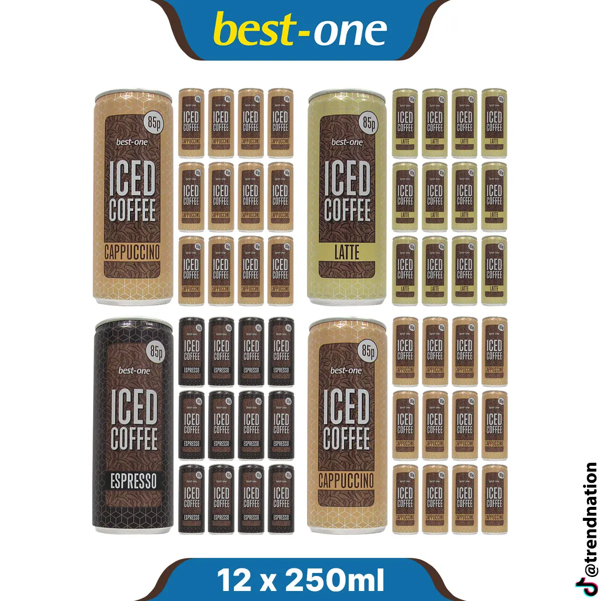 Best One Ice Coffee Drinks | Latte, Cappuccino & Espresso | 12 x 250ml Cans | Iced Coffee | Ready to Drink Beverage