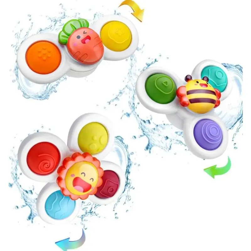 Suction Cup Spinner Toys 3 Pieces - Sensory Bath Toys for Toddlers 1-3 - Stress Relief and Anxiety Suction Cup Spinner Dyzi 7