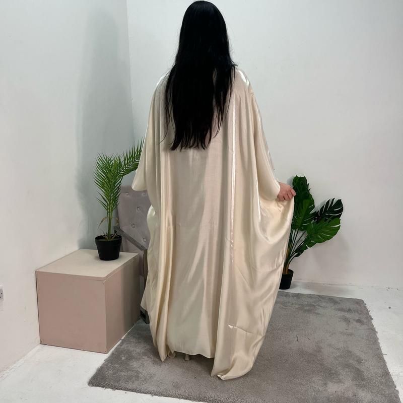 Zayna Cream Shimmer Tie Kaftan Dress 2