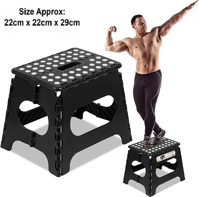Folding Step Stool Kids Adults Heavy Duty Foldable Plastic Stepping Stool for Kitchen, Bathroom, Garden and Outdoor Activities Folding Step Stool, Red, Size 22x 22 x 29 (W x H x D) cm