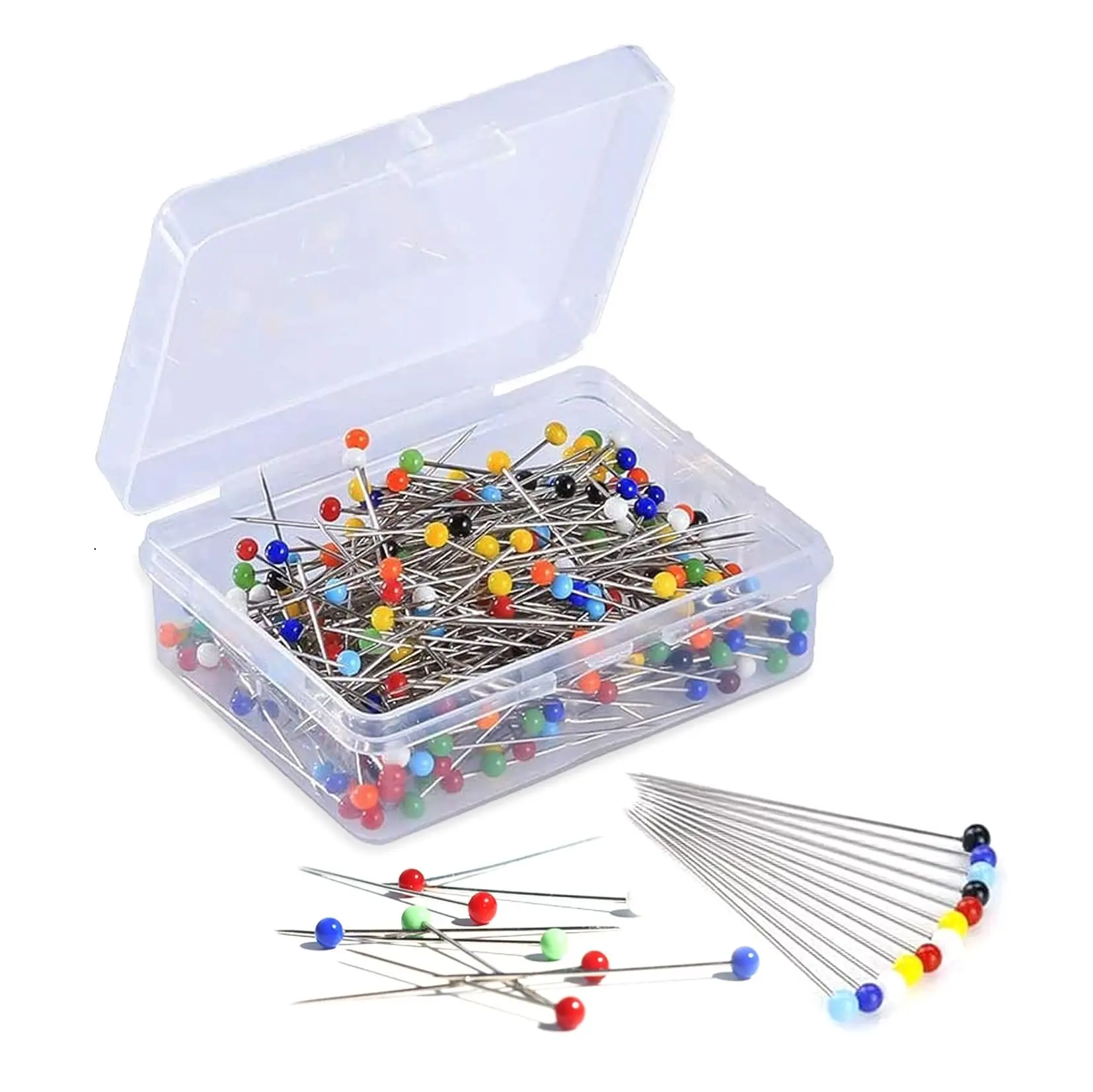 100 Pack Sewing Pins with Coloured Heads, Stainless Steel Pin, 38mm Long