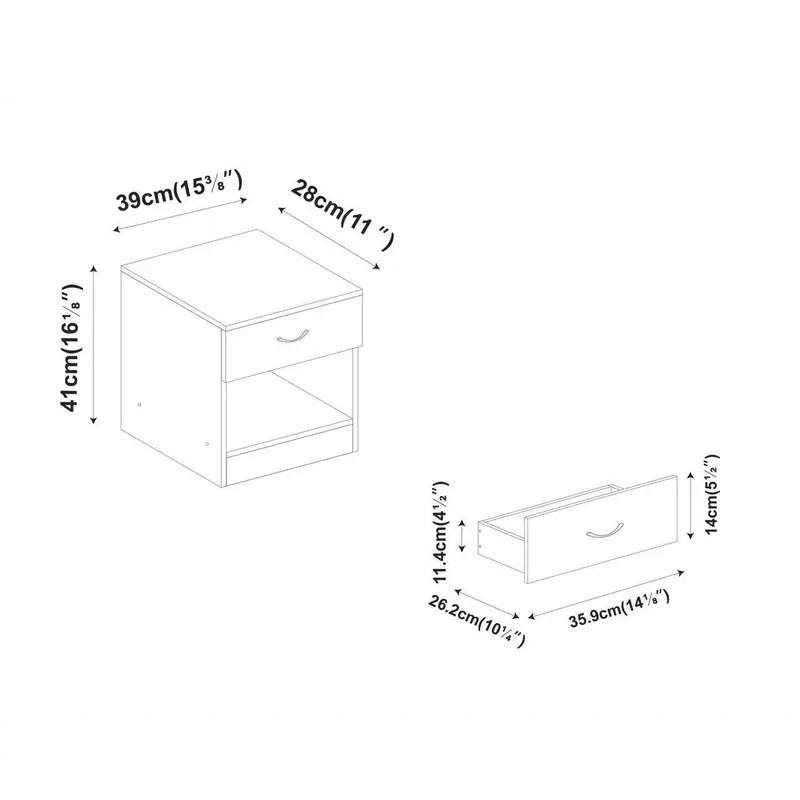 Wooden Bedside Cabinet with 1 Drawer: Ideal for Small Bedrooms 5