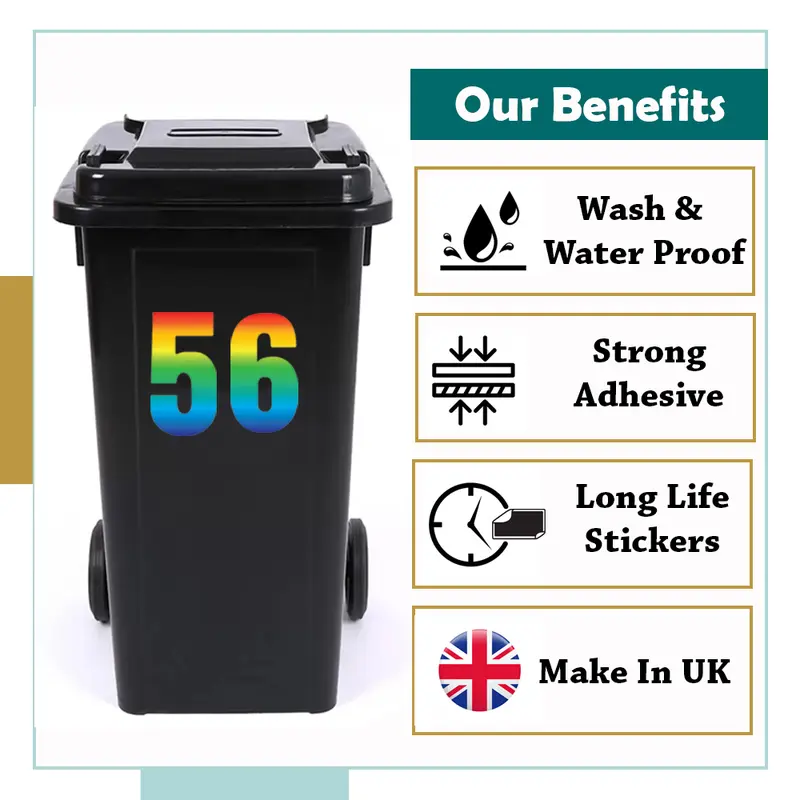 Papa Prints Pack of 3 Large (17cm) Waterproof Self-Adhesive Wheelie Bin Numbers 2