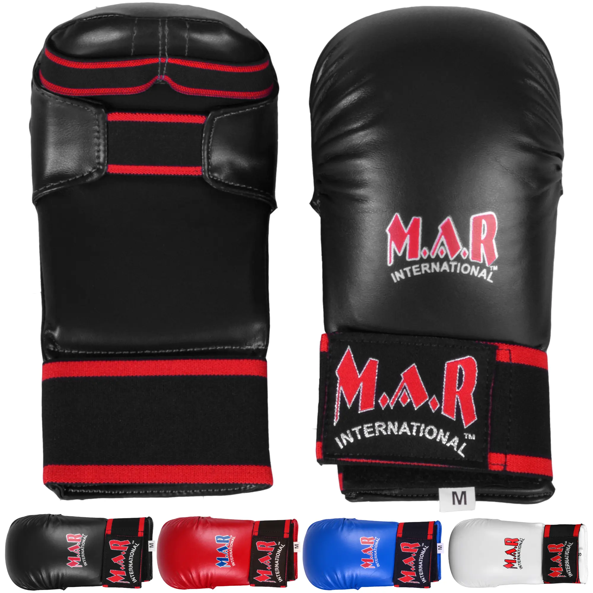MAR | Black  Karate Mitts with Flexible Wrists, Karate Gloves for Martial Arts Fighting, Sparring & Training Gloves, MMA Gloves, Foam Padding Semi-Contact Gloves, Mixed Martial Arts Gloves