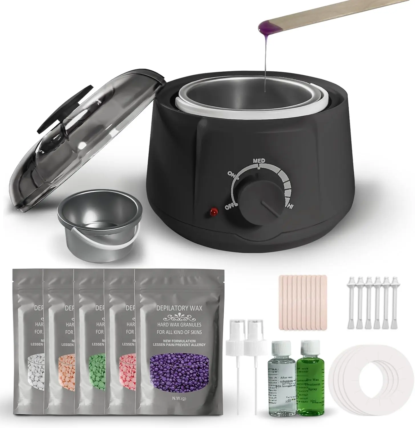 Waxing Kit for Hair Removal - Professional Wax Pot with 5 Packs of Wax Beads and 20 Applicator Sticks Body Care Comfort