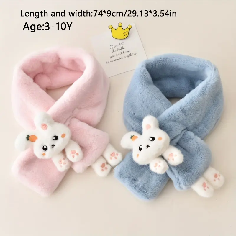 bunny scarf kids - Cartoon Bunny Kids Scarf - Thickened Acrylic Knit, Breathable, Cute - Autumn/Winter - Girls 2-10 Years - Fashionable & Warm - Cuddle Up in Bunny Love 4