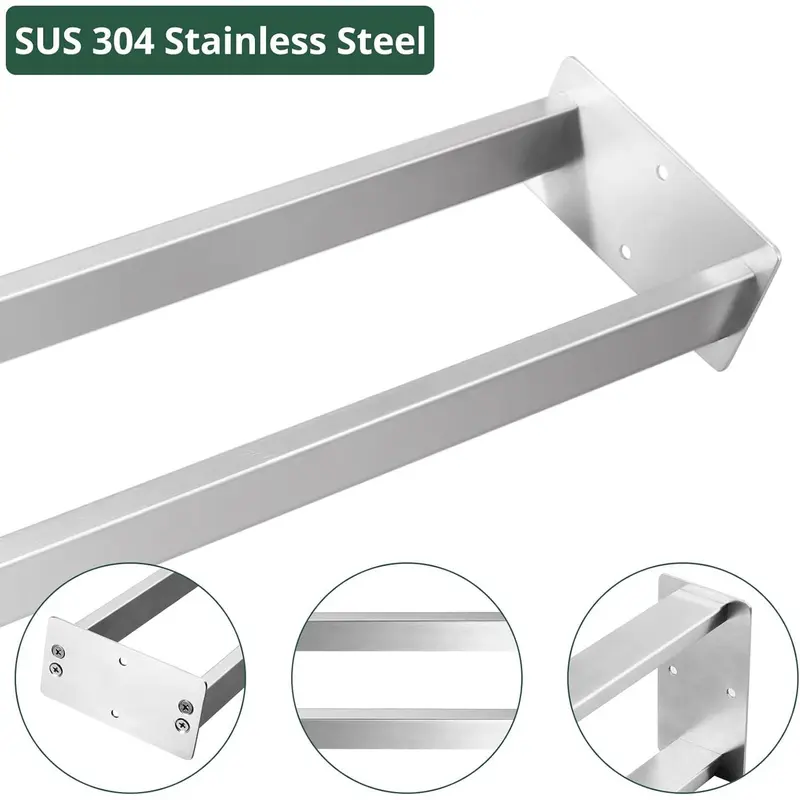 JiGiU Towel Rail Dual Towel Bars 38cm Hand Towel Holder Wall Mounted Towel Rack 304 Stainless Steel Towel Storage Double Poles Design Towel Ring for Bathroom Washroom Kitchen 4
