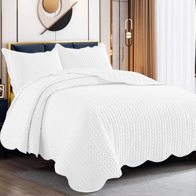3 Piece Quilted Bedspread Bed Throw Single Double King Size Embossed Bedding Set 5