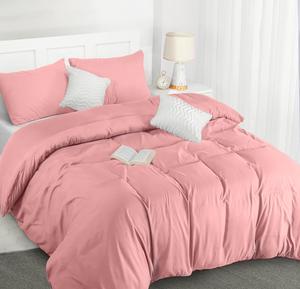 4-Piece Plain Dyed Microfiber Duvet Cover Set - Ultra-Soft, Hypoallergenic Bedding with Matching Pillowcases, Easy-Care, Wrinkle-Resistant, Machine Washable, Available in 8 Colors & 4 Sizes