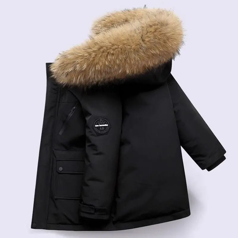 5 6 8 10 12 Years Winter Boys Jacket Thicken Keep Warm Fashion Fur Collar Kids Jacket Hooded Zipper Children Outerwear Clothing 2