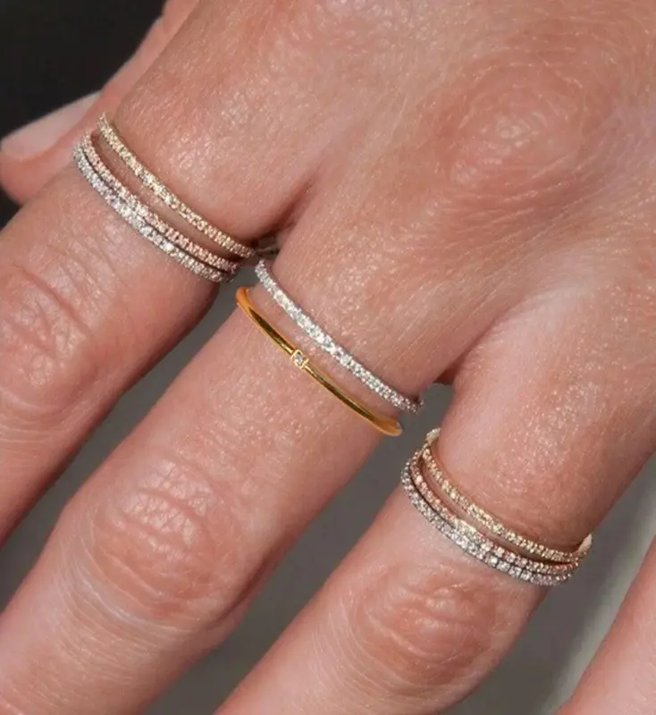 Eternity Ring for Women UK, 18K Gold Plated Half Eternity, Skinny Eternity Ring, Wedding Band, Minimalist Ring, Dainty Eternity Ring 2