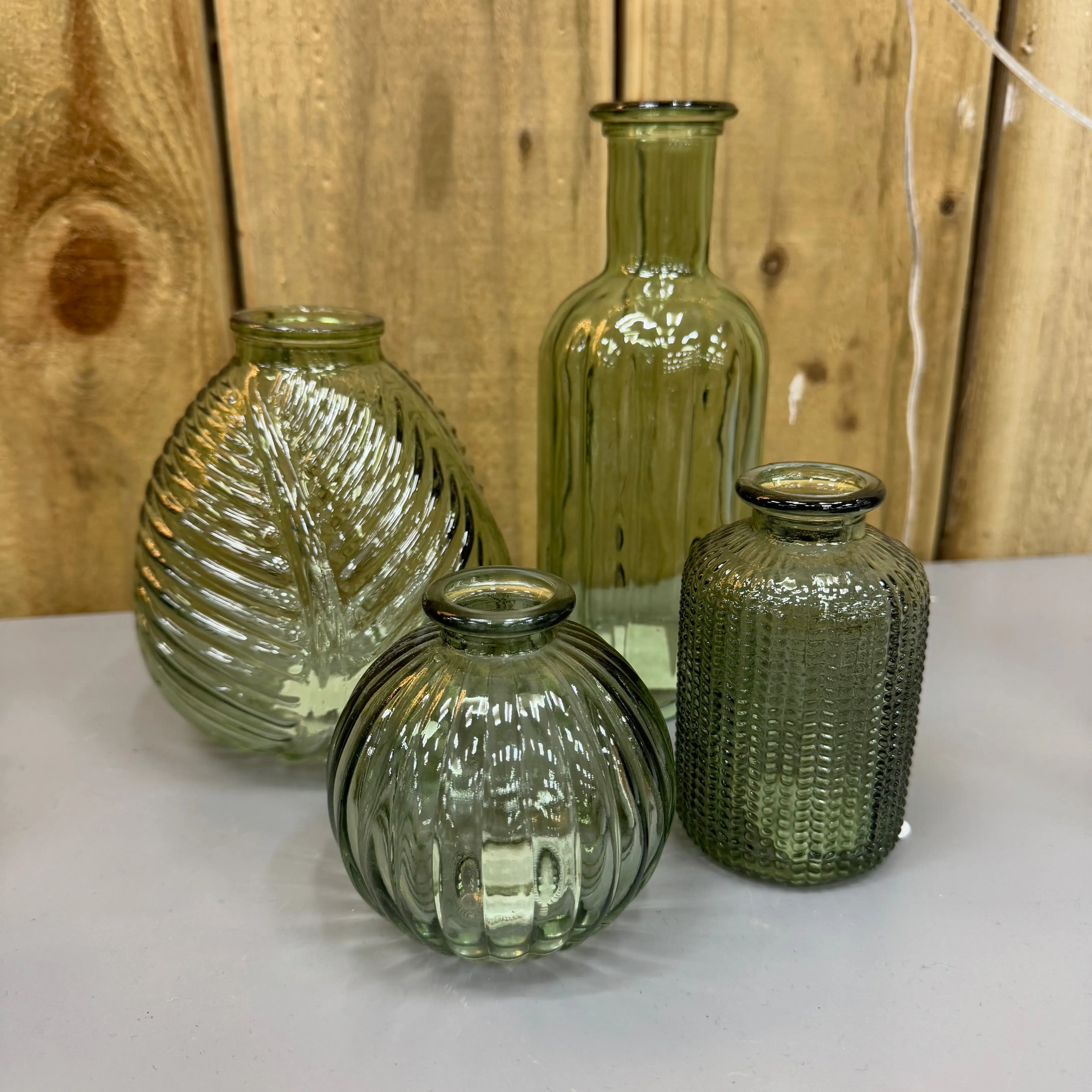 Small Glass Bottle Vases Vintage Green - 4 styles