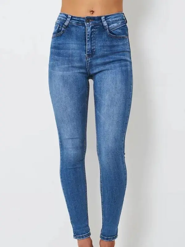 SilkFred Morgan Blue High Waist Stretch Skinny Jeans Fit Womenswear Bottom Flat