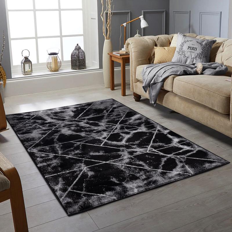 Black & grey Rug Large Area Rugs  Room Carpet Long Hallway Runner Floor Mat  Modern Design. Rugs 1