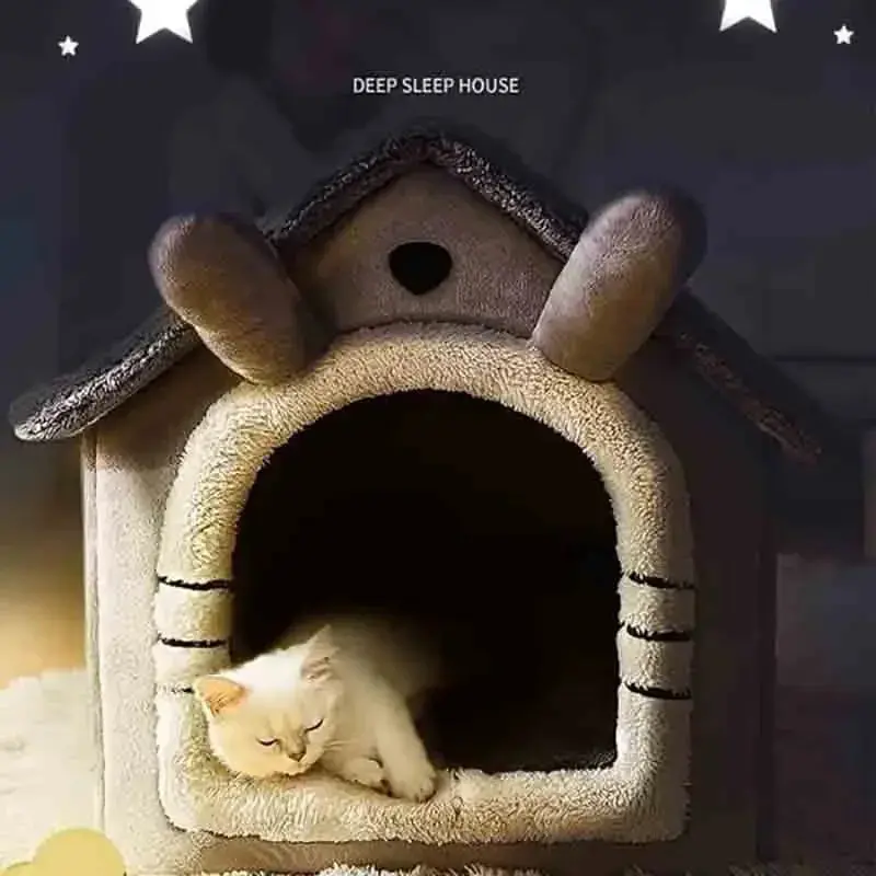 Indoor Warm Dog House Soft Pet Bed Tent House Dog Kennel Cat Bed with Removable Cushion Suitable for Small Medium Large Pets 2