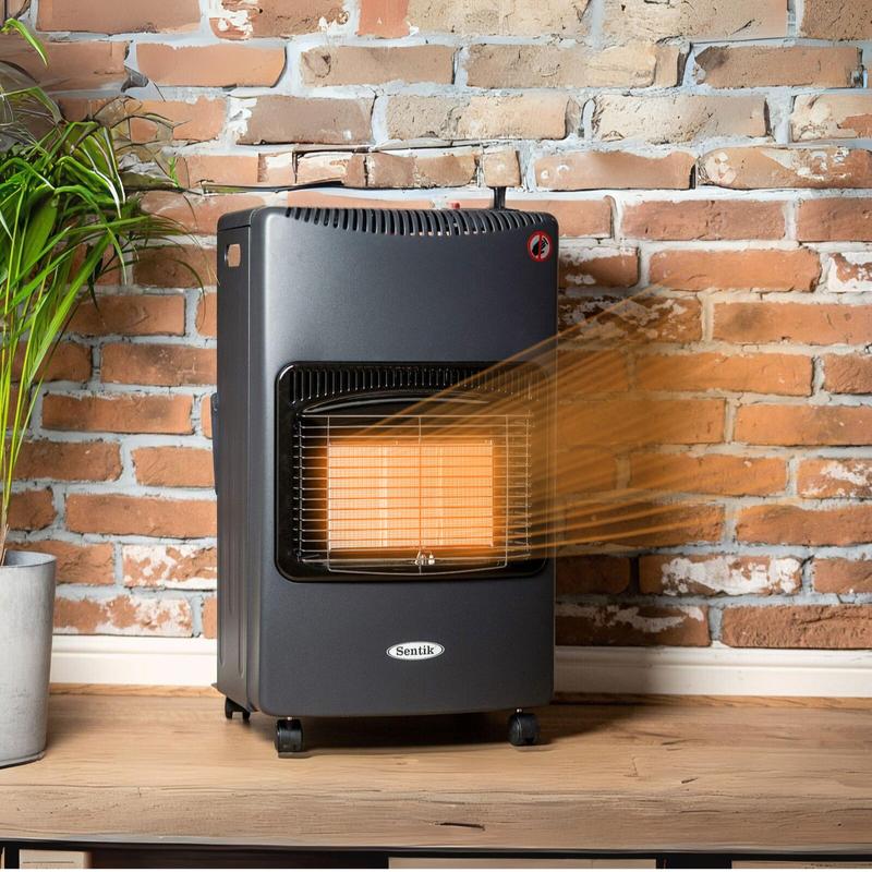 Product Introduction of 4.2kw Mini Portable Calor Gas Cabinet Heater- Black Free Standing Butane Cabinet- 3 Heat Setting Heating Regulator Wheeled 4.2kw Portable Gas Cabinet Heater Home Office Calor Butane With Hose & Regulator 13