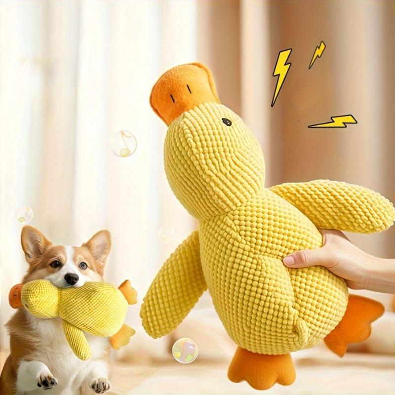 Yellow Plush Duck Emotional Comfort Toy for Dogs - Soft, Quilted Design with Orange Beak & Webbed Feet, Ideal for Medium to Small Breeds, Emotional Support Toy|Quilted Texture|Soft Plush Material, Dog Toys 3