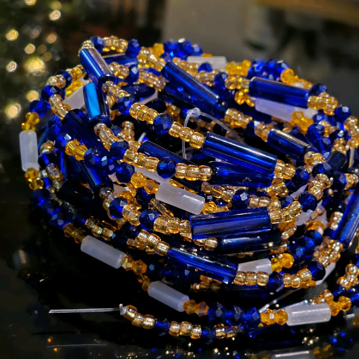 Golden Golory Waist beads-Divine presence with glow in the dark beads