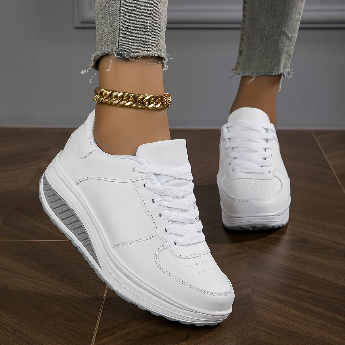 Stylish Comfort Platform Sneakers - Breathable, Lightweight, Low-Top, Casual Lace-Up Shoes for Outdoor Activities with Soft Insoles and Durable Outsoles - Perfect for Autumn and Winter Wear