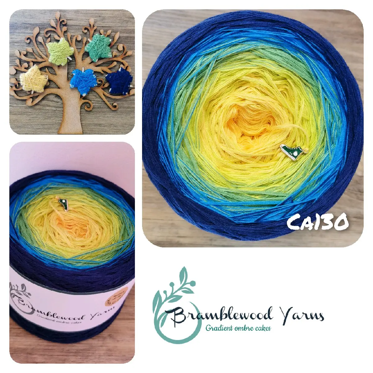 Ombre yarn cake, gradient yarn, Cotton/ acrylic yarn cake, Bramblewood Yarns CA130