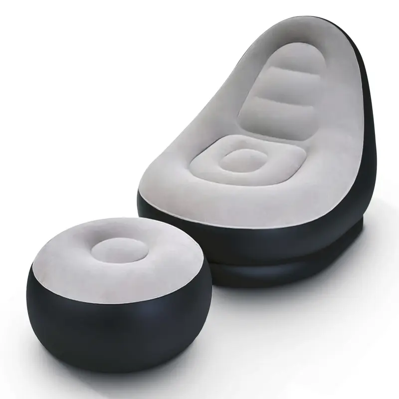 Inflatable Deluxe Lounger Ottoman Couch Gaming Chair Foot Stool Seat Air + Electric Pump 2