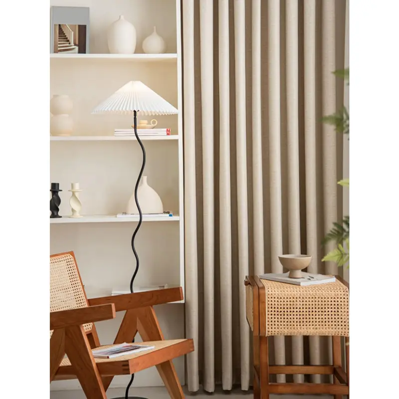 1pc Solid Blackout, Heat Insulation And Noise Reducing Curtain For Living Room 5