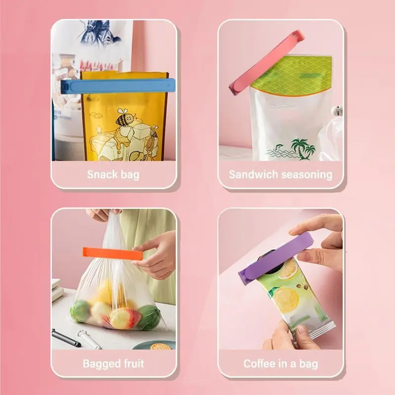 15 Pcs Food Clips , Bag Sealing Clips for Sealing Food Storage Bags, Food Bag Clips in 5 Colors, Reusable Plastic Bag Clips for Food Storage for Sandwiches and Snack Bags Kitchen Utensils 4