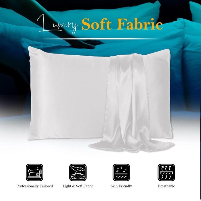 Aura Décor : Egyptian Cotton Pillow Cases 4 Pack - Hotel Quality Fabric, Wrinkle Free White Pillow Protectors (Standard 50x75 cm) 5