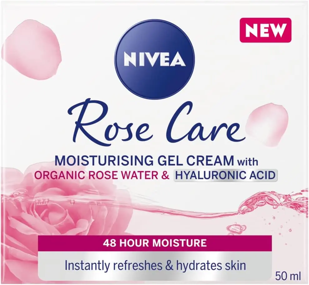 NIVEA Soft Rose 24h Day Cream (50 ml), Face Care with Rose Water and Hyaluron, Light Gel Face Cream for Smooth Delicate Skin, Moisturising Cream Moisturizers Skincare Comfort