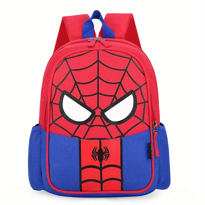 Spider Polyester Backpack Set - Casual Style, Lightweight with Adjustable Straps, Zipper Closure, Cartoon Design - Hand Washable, Stain & Water-Resistant, Embroidered & Printed, Oxford Material, Includes Adjustable Shoulder Strap - Ideal for Outings