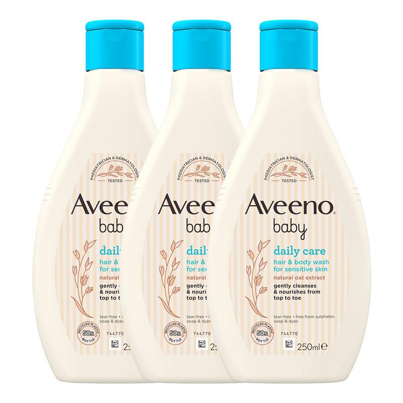 Aveeno Baby Hair &amp; Body Wash, 3 x 400ml 0