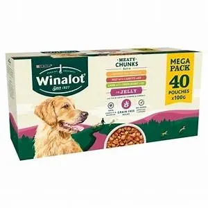 Winalot Meaty Chunks In Jelly 40x100g wet food pouch