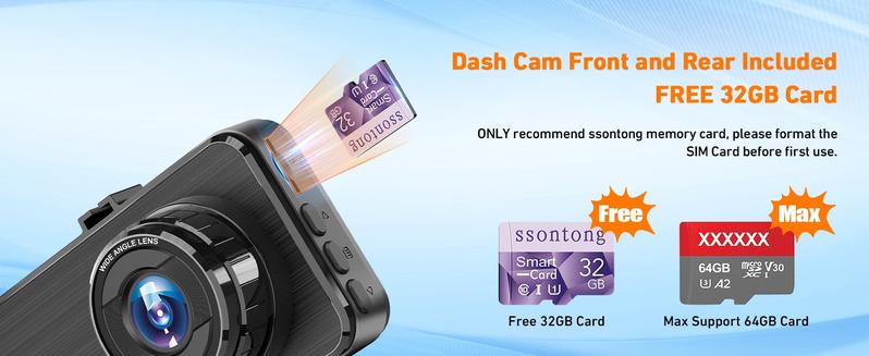 Product Introduction of Dash Cam Front and Rear, Dashcam WiFi/App Control 1080P Car Camera Dash Cam, Dual Lens Dashboard Dash Camera for cars w/ 32GB Card,Night Vision,WDR,G-sensor,Loop Recording,Parking Mode,170 Wide Angle 9