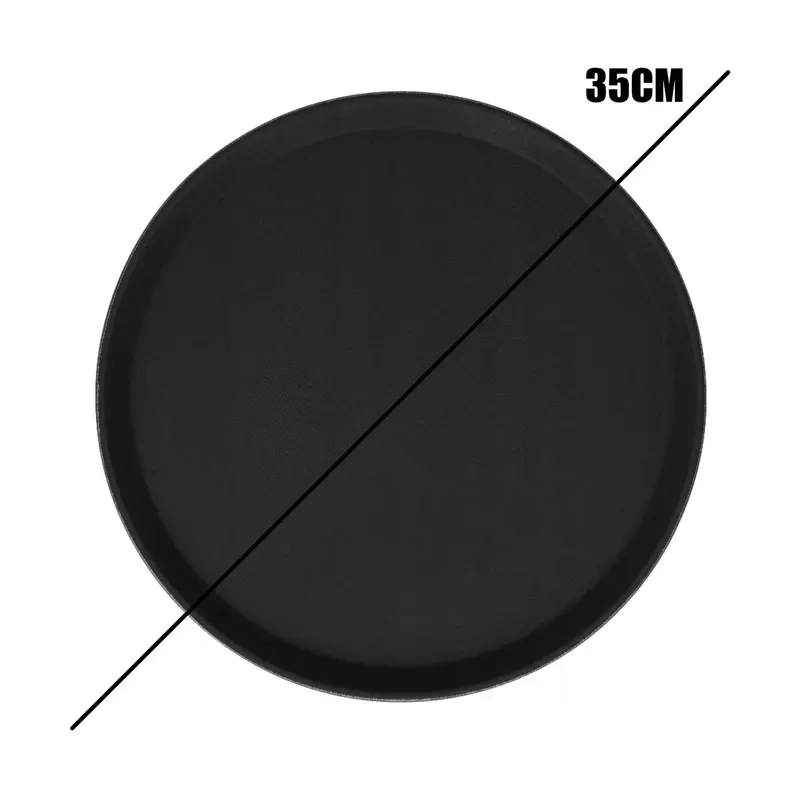 Anti-Slip Round Rubber Serving Tray Food, Drinks, Home Kitchen Bar Restaurant x2 Tableware Plates 1