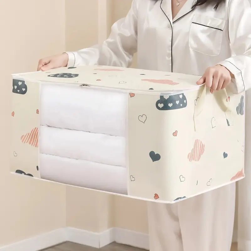 Large Capacity Clothes Storage Bag Organizer With Reinforced Handle Suitable For Blankets Bedding Foldable With Sturdy Zipper 3