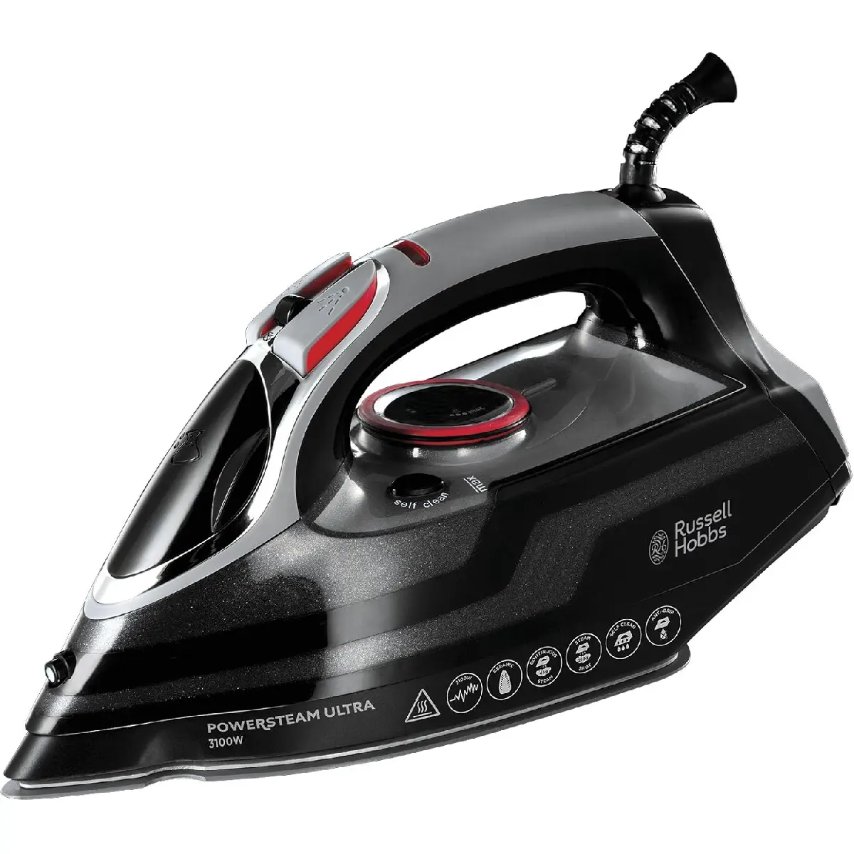 2025-New Hobbs Steam Iron [3100W, 210 g/min extra steam boost, 70 g/min steam] Power Steam (350ml, ceramic soleplate, self-cleaning & spray water function, anti-limescale, drip stop) 20630