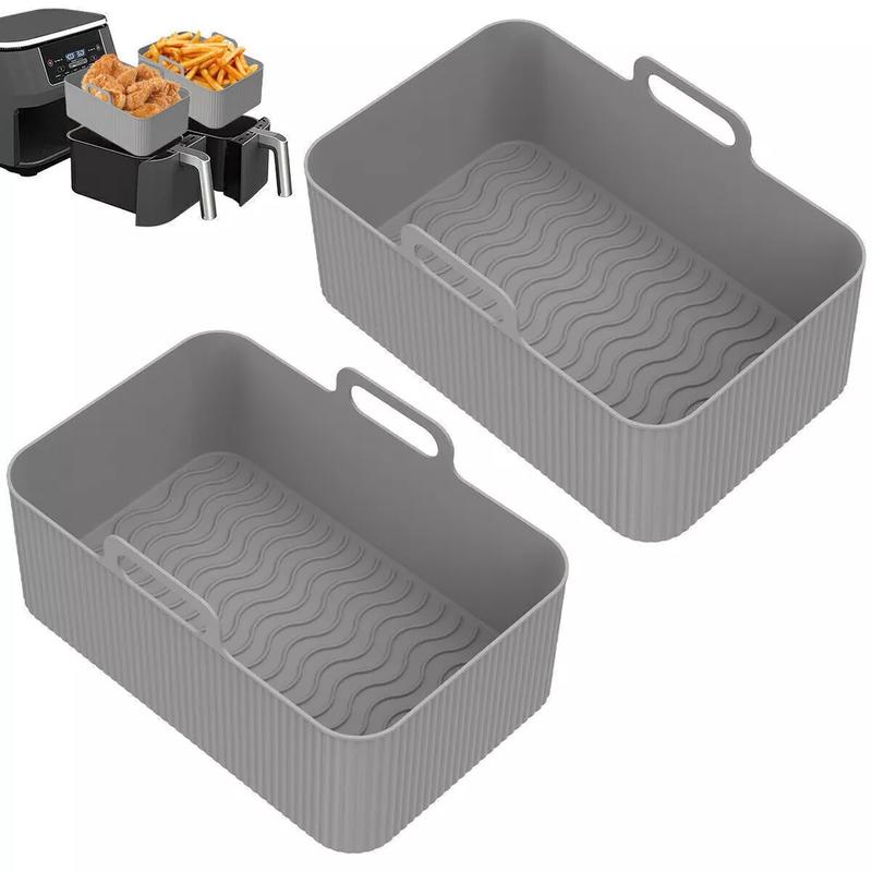 Product Introduction of 2Pcs Air Fryer Silicone Pot Rectangle Baking Dual Tray Basket Liners Insert Dish 32