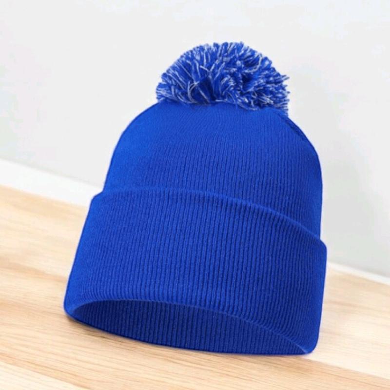 Plain  Bobble Beanie Hat Warm Winter  Bobble Hat Unisex, One Size cosy winter Hat 0