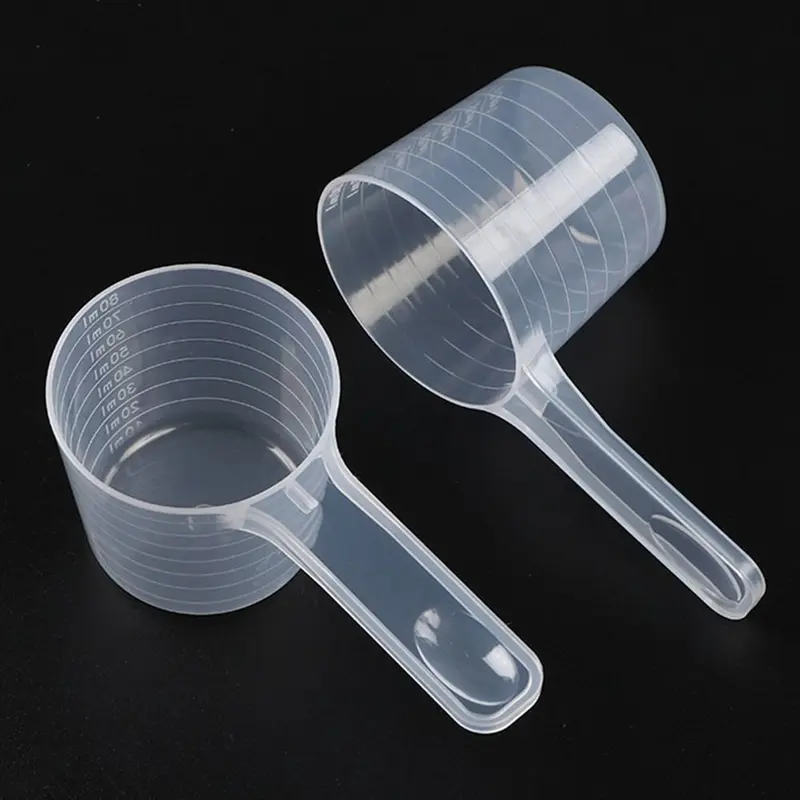 5pcs/set Transparent Plastic Spoon Measuring Flat-bottomed Spoon with Scale Useful Kitchen Baking Measuring Spoon 2