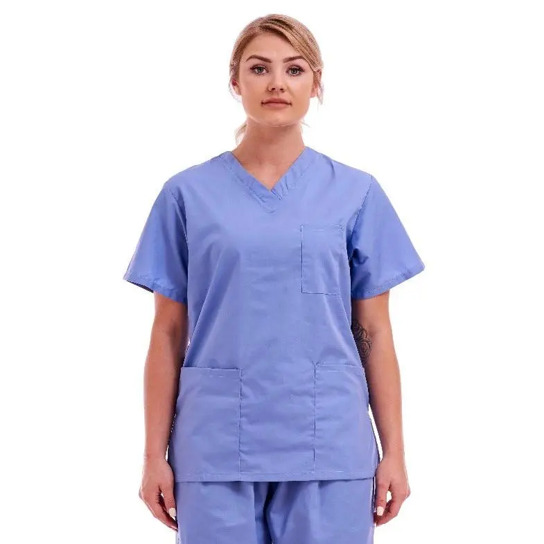 Unisex Smart Scrub Tunic Nurse Uniform Blue | Size S to XXL | Hospital Blue